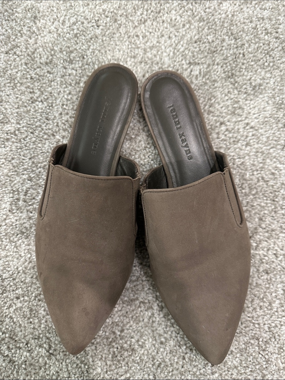 Jenni Kayne Olive Green .Suede Mules